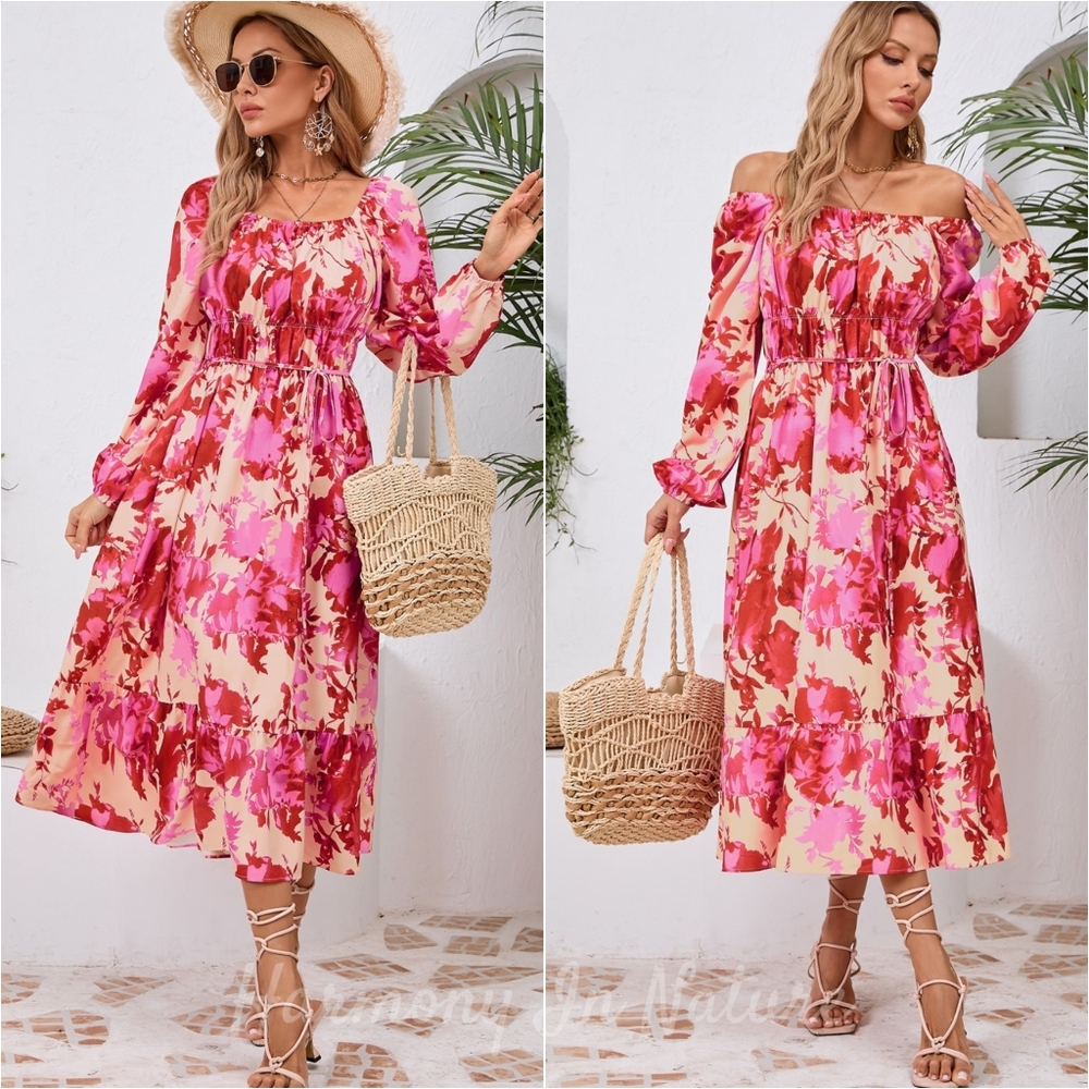 Bloom Your Way Midi Dress - Deep Rose